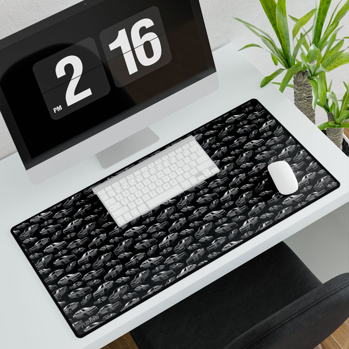 Muscle Car Black and White Desk Mat
