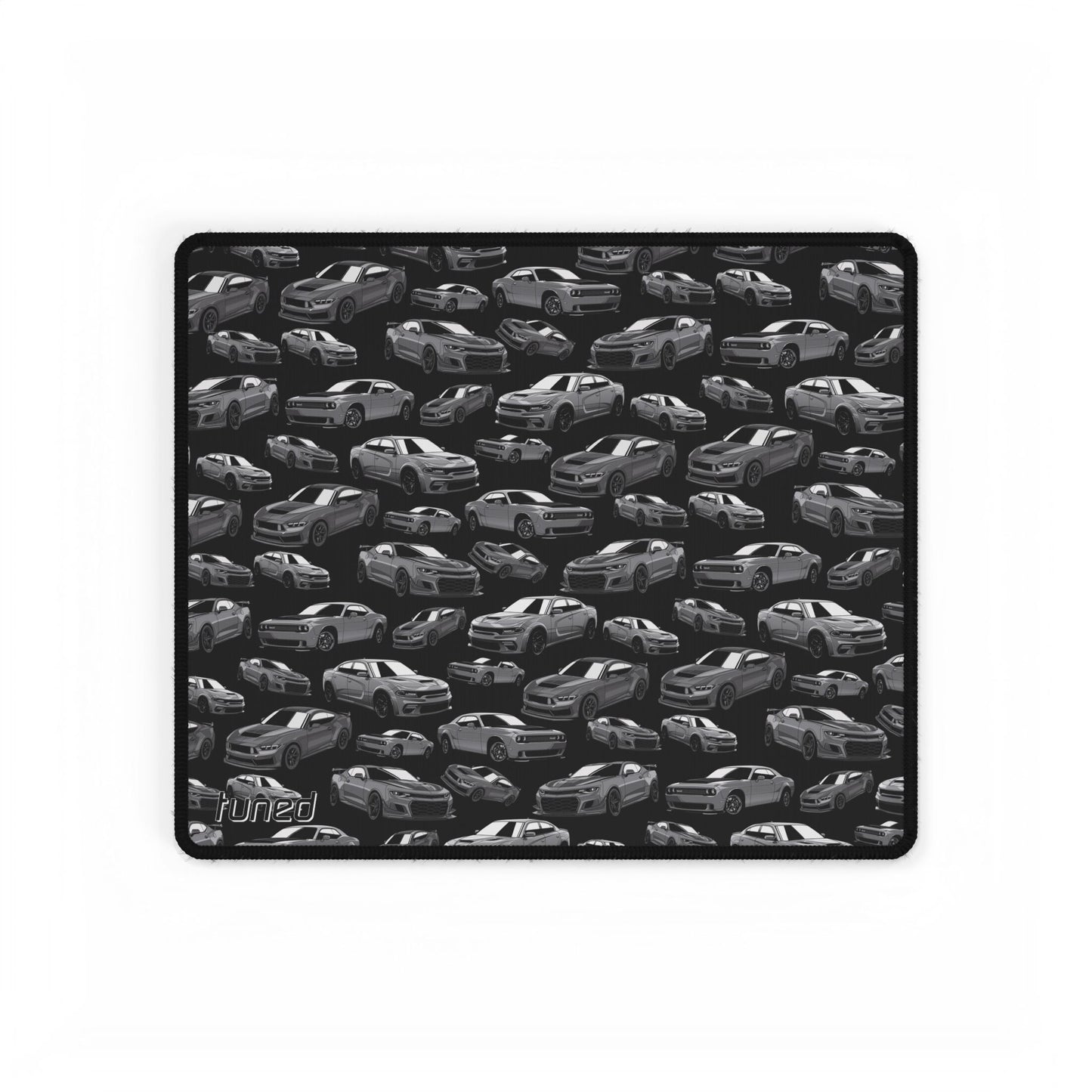 Muscle Car Black and White Desk Mat