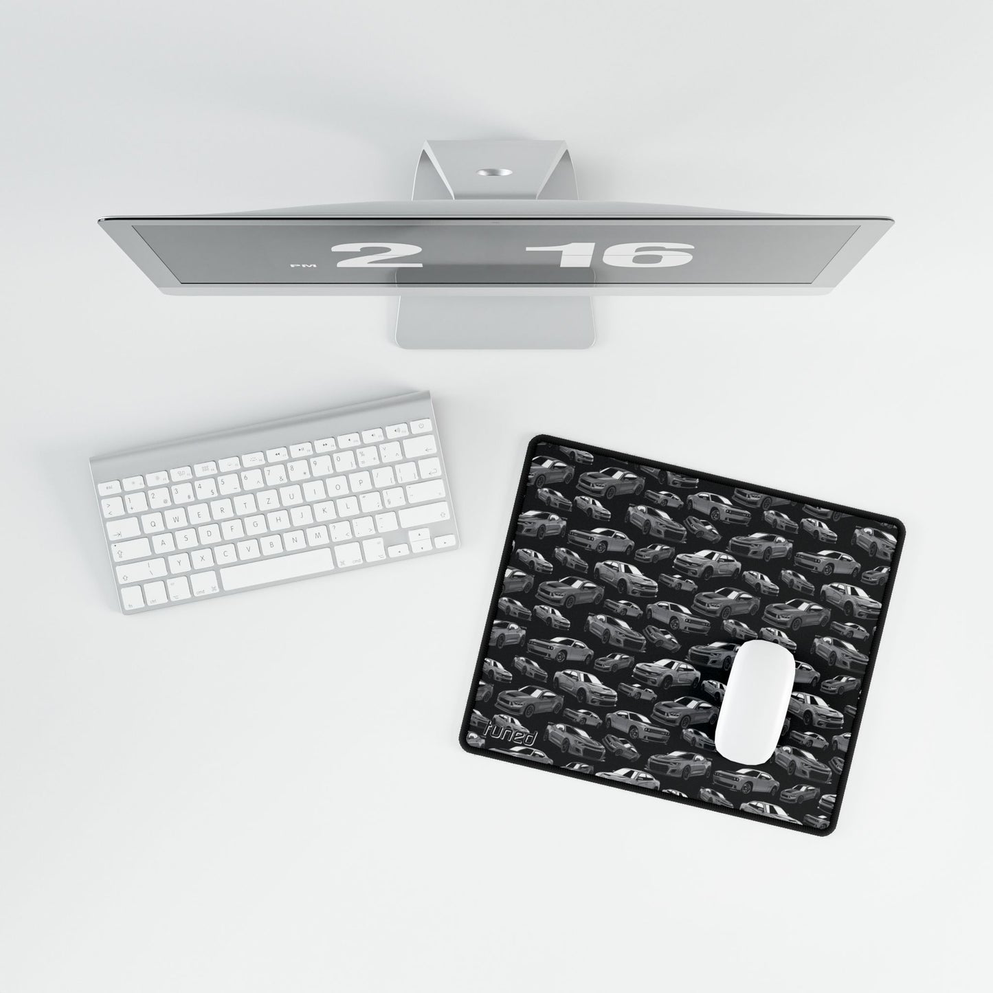 Muscle Car Black and White Desk Mat