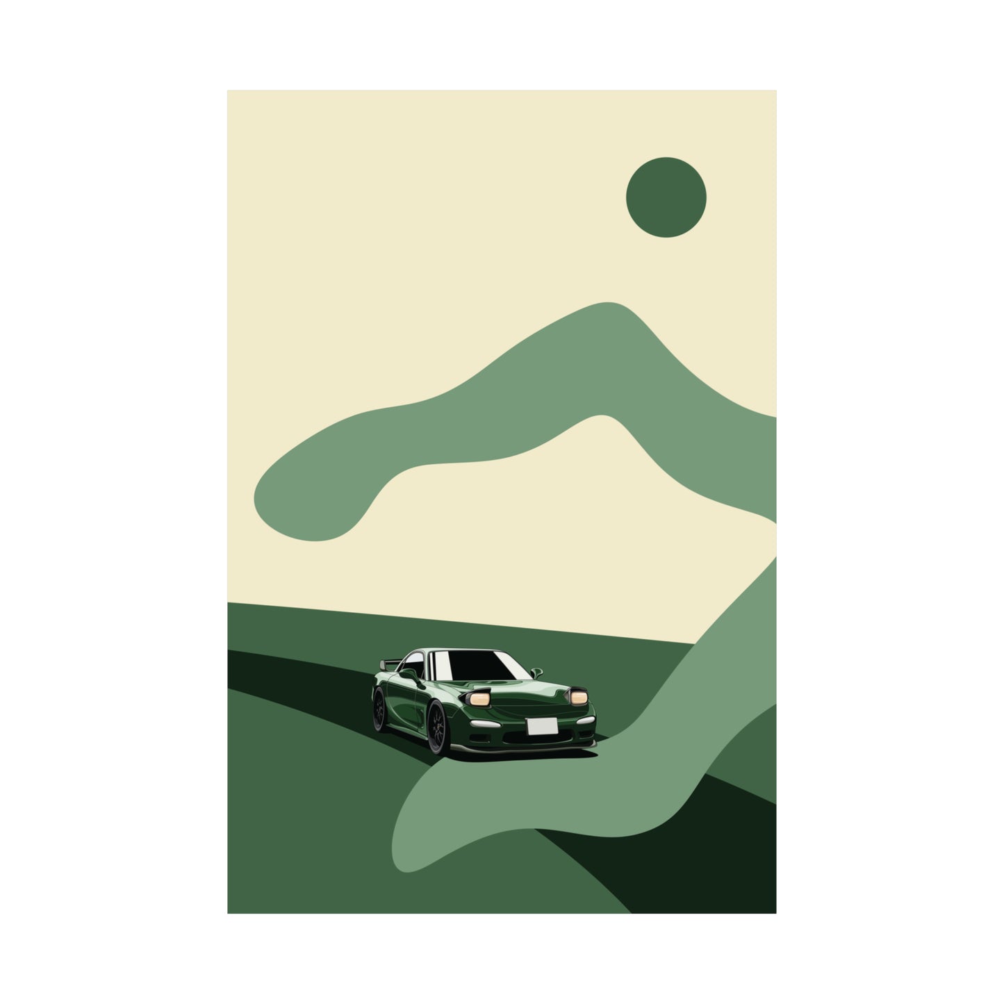 Green Rotary Drive Mazda RX7 FD- Mid Century Print