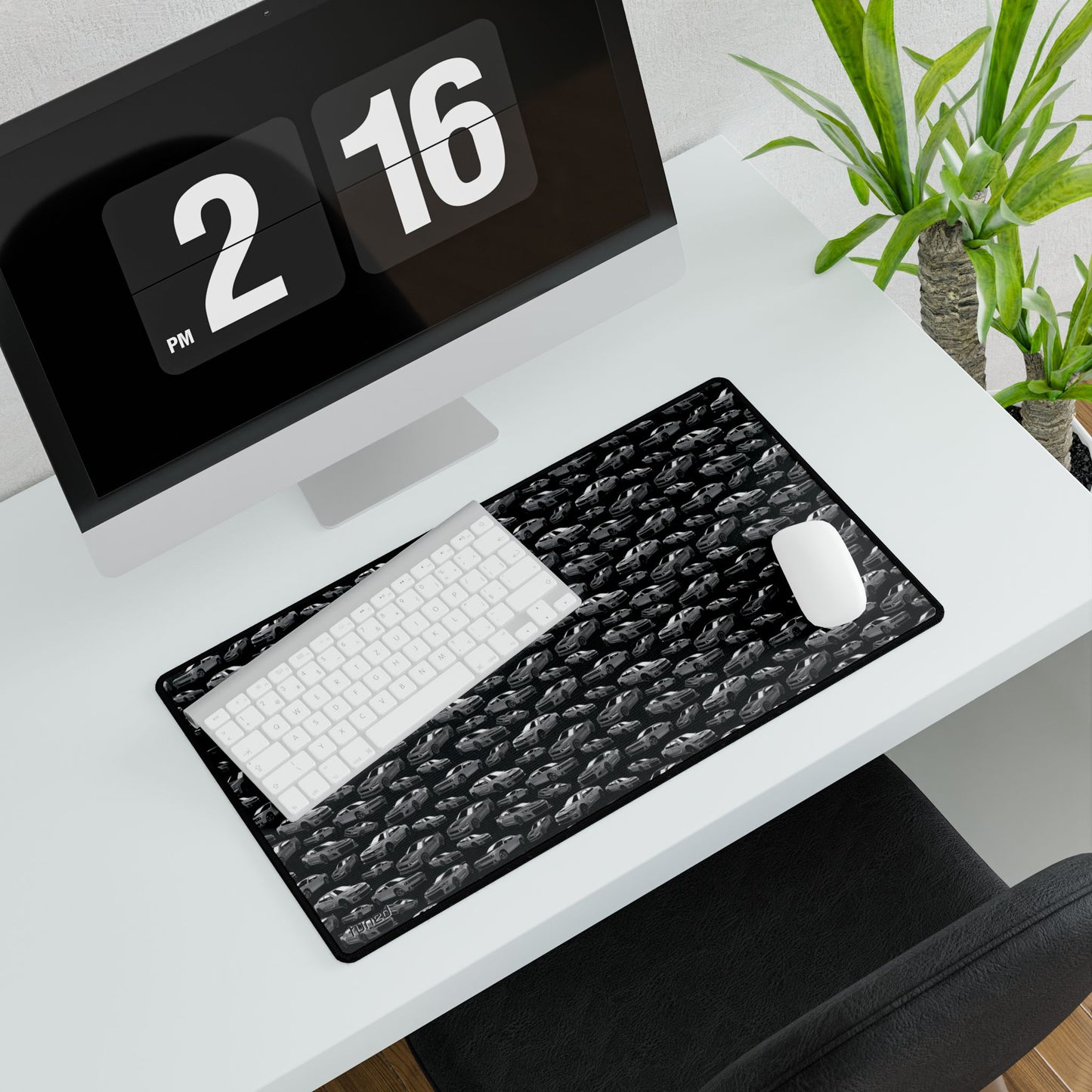 Muscle Car Black and White Desk Mat