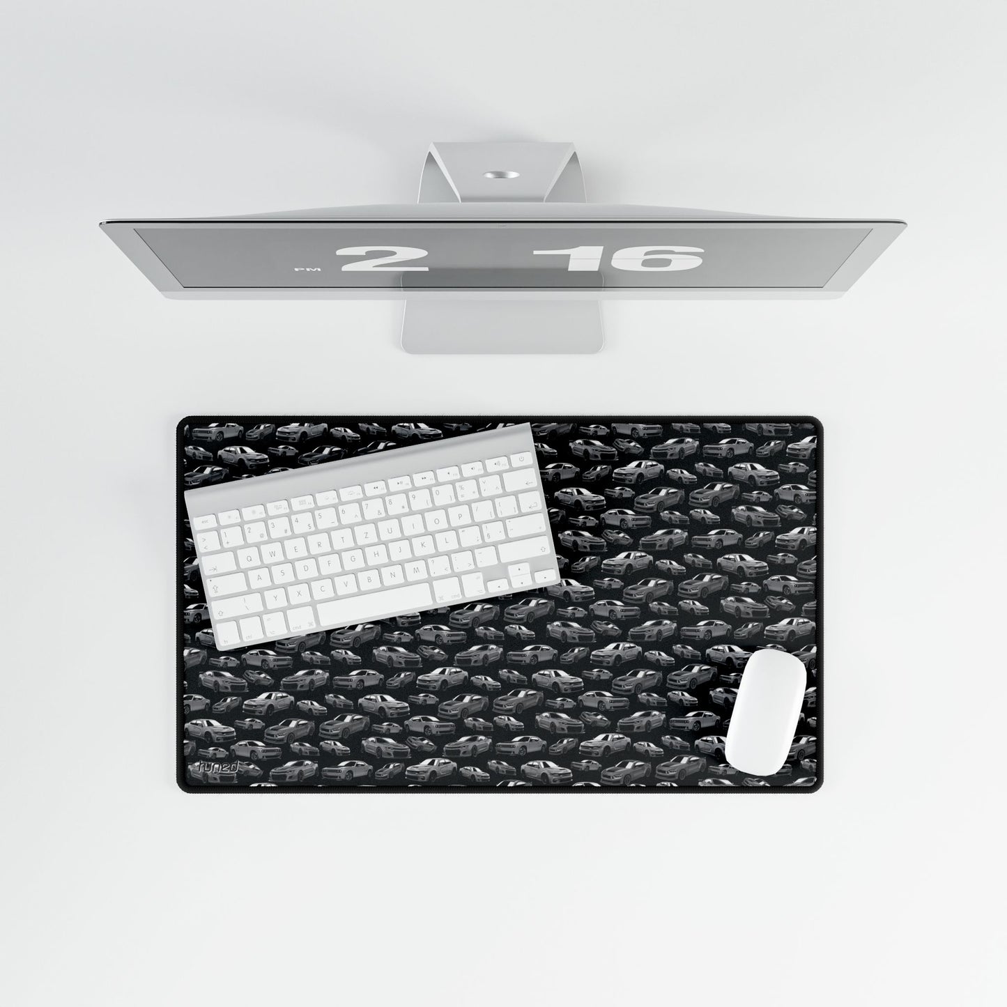 Muscle Car Black and White Desk Mat